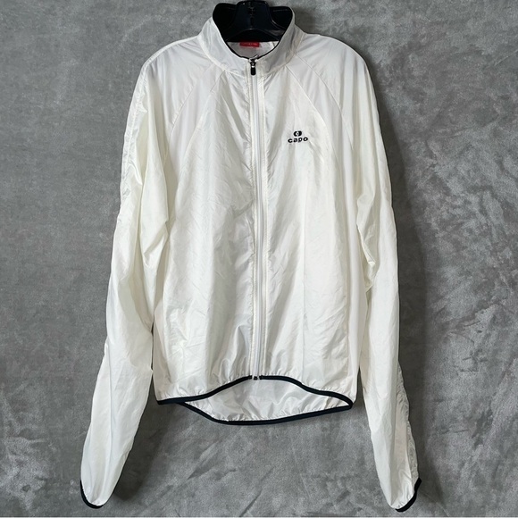 Capo Ultralight Cycling Jacket White with Black Trim Full Zip w/ Pocket Size XL - Picture 2 of 8